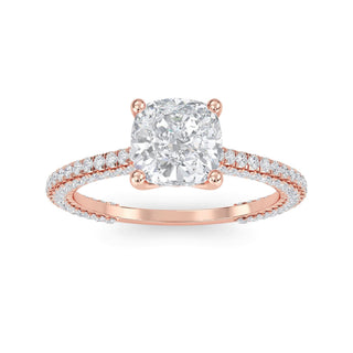 Cushion Cut Pavé Engagement Ring 1.0 ct