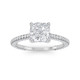 Cushion Cut Pavé Engagement Ring 1.0 ct
