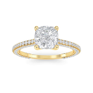 Cushion Cut Pavé Engagement Ring 1.0 ct
