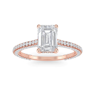 Emerald Cut Pavé Engagement Ring 1.0 ct