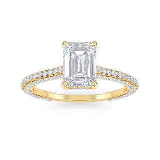 Emerald Cut Pavé Engagement Ring 1.0 ct