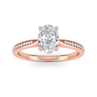 Oval Tapered Sidestone Engagement Ring 1.0 ct
