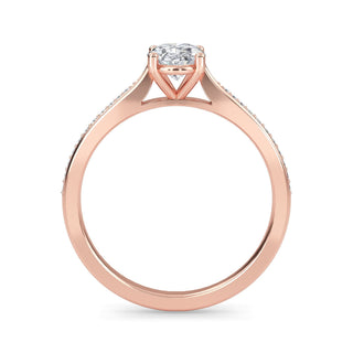Oval Tapered Sidestone Engagement Ring 1.0 ct