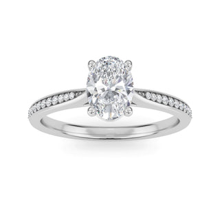 Oval Tapered Sidestone Engagement Ring 1.0 ct