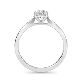 Oval Tapered Sidestone Engagement Ring 1.0 ct