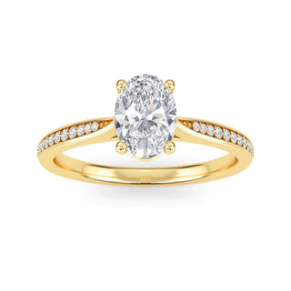 Oval Tapered Sidestone Engagement Ring 1.0 ct