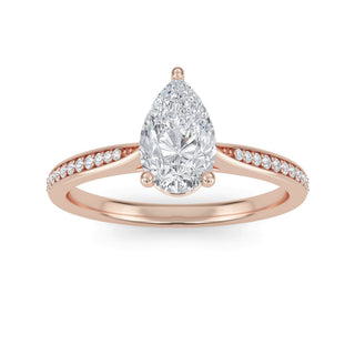 Pear Tapered Sidestone Engagement Ring 1.0 ct