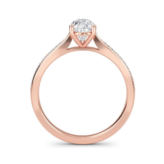 Pear Tapered Sidestone Engagement Ring 1.0 ct