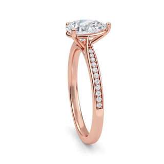 Pear Tapered Sidestone Engagement Ring 1.0 ct