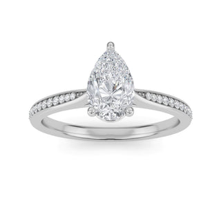 Pear Tapered Sidestone Engagement Ring 1.0 ct