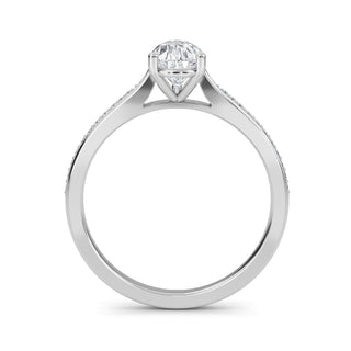 Pear Tapered Sidestone Engagement Ring 1.0 ct