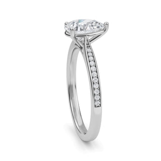 Pear Tapered Sidestone Engagement Ring 1.0 ct