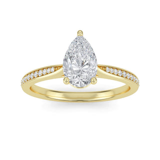 Pear Tapered Sidestone Engagement Ring 1.0 ct