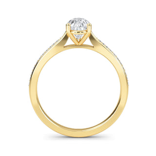 Pear Tapered Sidestone Engagement Ring 1.0 ct