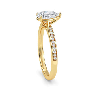 Pear Tapered Sidestone Engagement Ring 1.0 ct