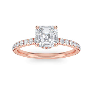 Asscher Elegant Sidestone Engagement Ring 1.0 ct