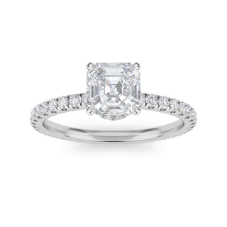 Asscher Elegant Sidestone Engagement Ring 1.0 ct