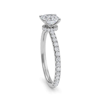 Asscher Elegant Sidestone Engagement Ring 1.0 ct