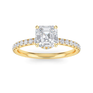 Asscher Elegant Sidestone Engagement Ring 1.0 ct