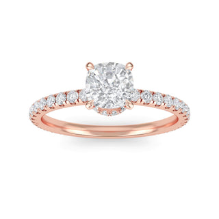 Cushion Petite Hidden Halo Engagement Ring 0.6 ct