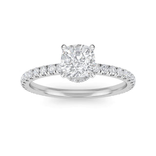 Cushion Petite Hidden Halo Engagement Ring 0.6 ct