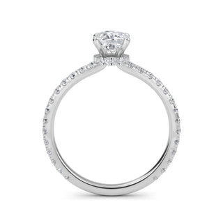 Cushion Petite Hidden Halo Engagement Ring 0.6 ct