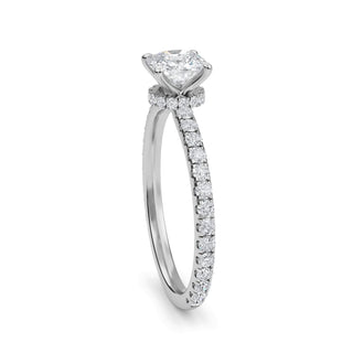 Cushion Petite Hidden Halo Engagement Ring 0.6 ct