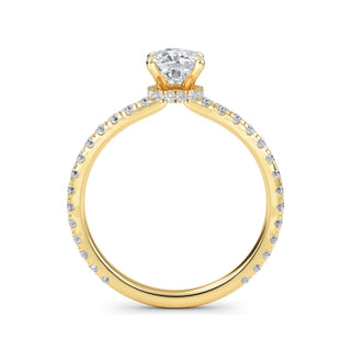 Cushion Petite Hidden Halo Engagement Ring 0.6 ct