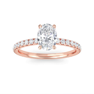 Oval Petite Hidden Halo Engagement Ring 1.0 ct