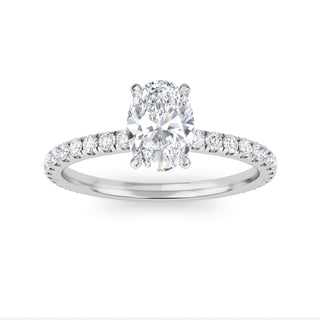 Oval Petite Hidden Halo Engagement Ring 1.0 ct