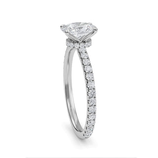Oval Petite Hidden Halo Engagement Ring 1.0 ct