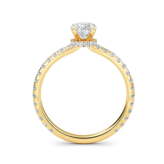 Oval Petite Hidden Halo Engagement Ring 1.0 ct