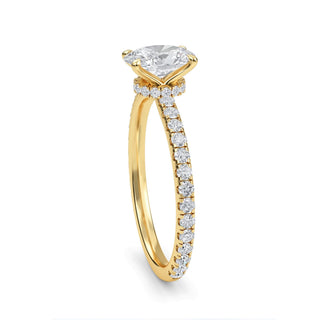 Oval Petite Hidden Halo Engagement Ring 1.0 ct