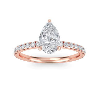 Pear Classic Petite Pavé Engagement Ring 1.0 ct