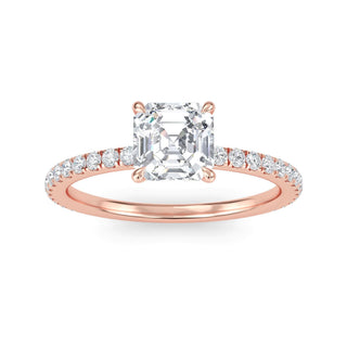 Asscher Classic Pavé Sidestone Engagement Ring 1.0 ct