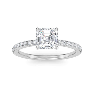 Asscher Classic Pavé Sidestone Engagement Ring 1.0 ct