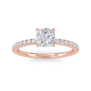 Cushion Classic Pavé Sidestone Engagement Ring 1.0 ct