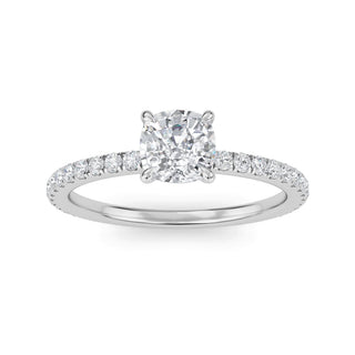 Cushion Classic Pavé Sidestone Engagement Ring 1.0 ct