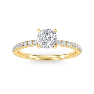 Cushion Classic Pavé Sidestone Engagement Ring 1.0 ct