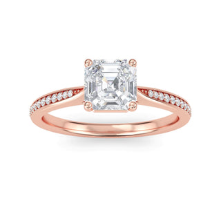 Asscher Tapered Sidestone Engagement Ring 1.0 ct