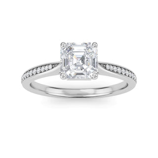 Asscher Tapered Sidestone Engagement Ring 1.0 ct