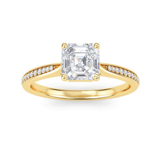 Asscher Tapered Sidestone Engagement Ring 1.0 ct