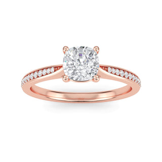 Cushion Tapered Sidestone Engagement Ring 0.6 ct