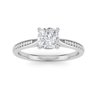 Cushion Tapered Sidestone Engagement Ring 0.6 ct