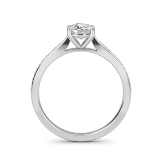 Cushion Tapered Sidestone Engagement Ring 0.6 ct