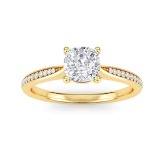 Cushion Tapered Sidestone Engagement Ring 0.6 ct