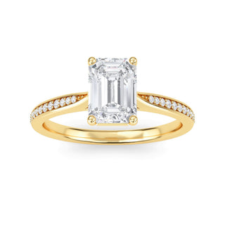 Emerald Tapered Sidestone Engagement Ring 1.0 ct