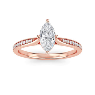 Marquise Tapered Sidestone Engagement Ring 0.5 ct