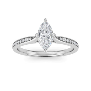 Marquise Tapered Sidestone Engagement Ring 0.5 ct
