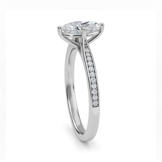Marquise Tapered Sidestone Engagement Ring 0.5 ct